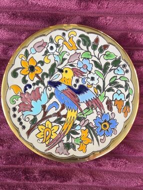Vintage Ceramicas Seville Mosaic Decorative Wall Art Plate 24k Gold Rim #2